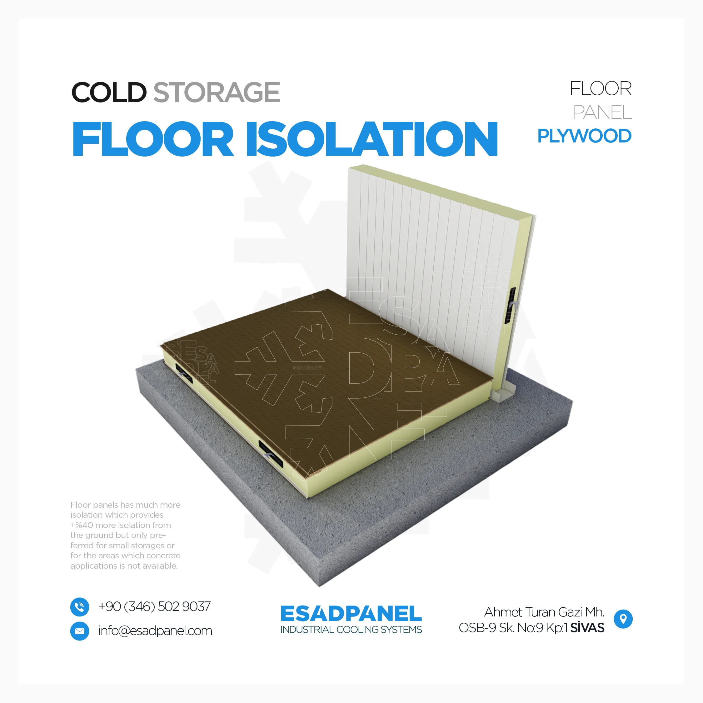 Cold Room Panels - Floor 5 Cold Room Plywood Panel - Cold Room Floor Panel - Frigo Floor Panel - Refrigeration Floor Panel