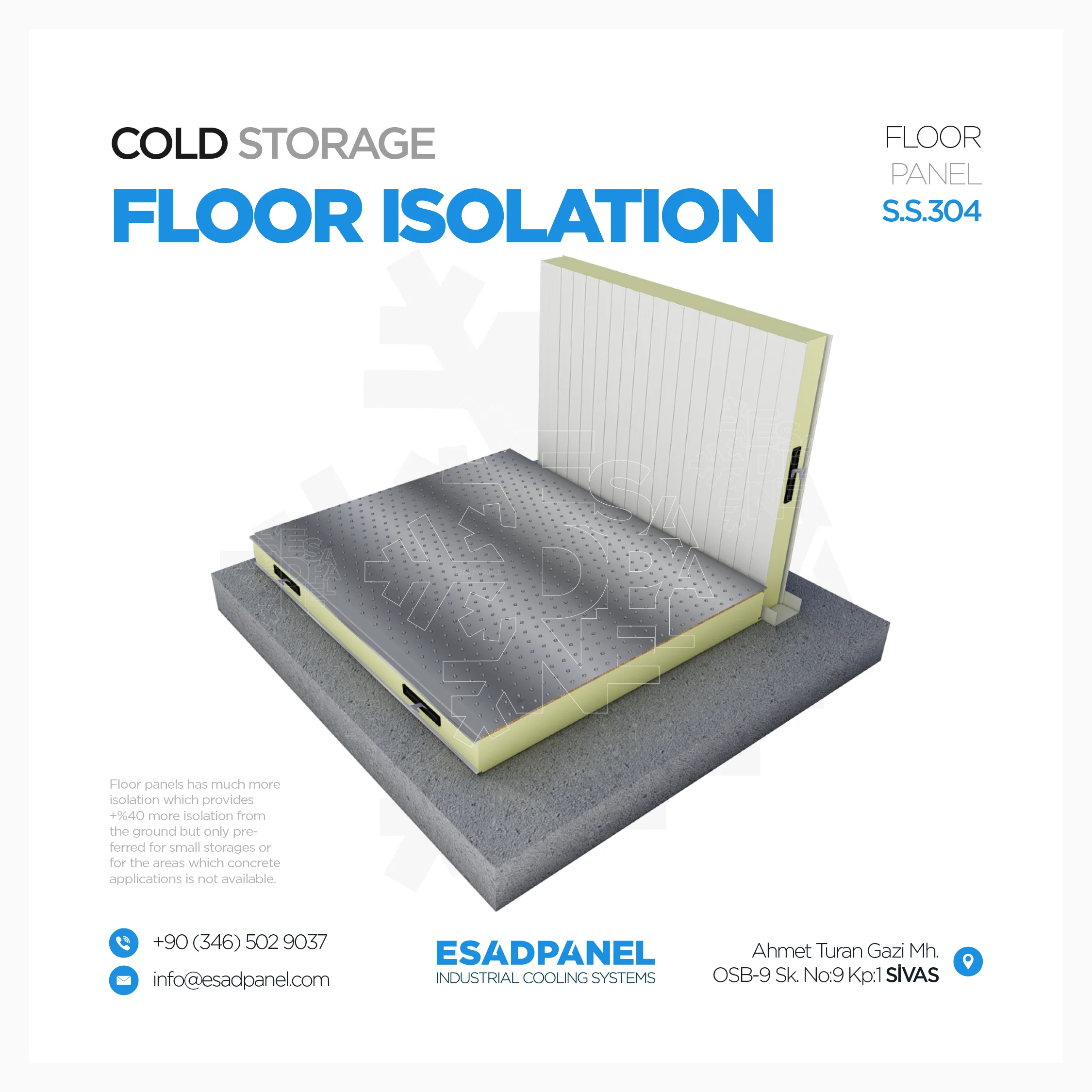 Cold Room Panels - Floor 6 Cold Room Panel - Cold Room Floor Panel - Frigo Floor Panel - Refrigeration Floor Panel