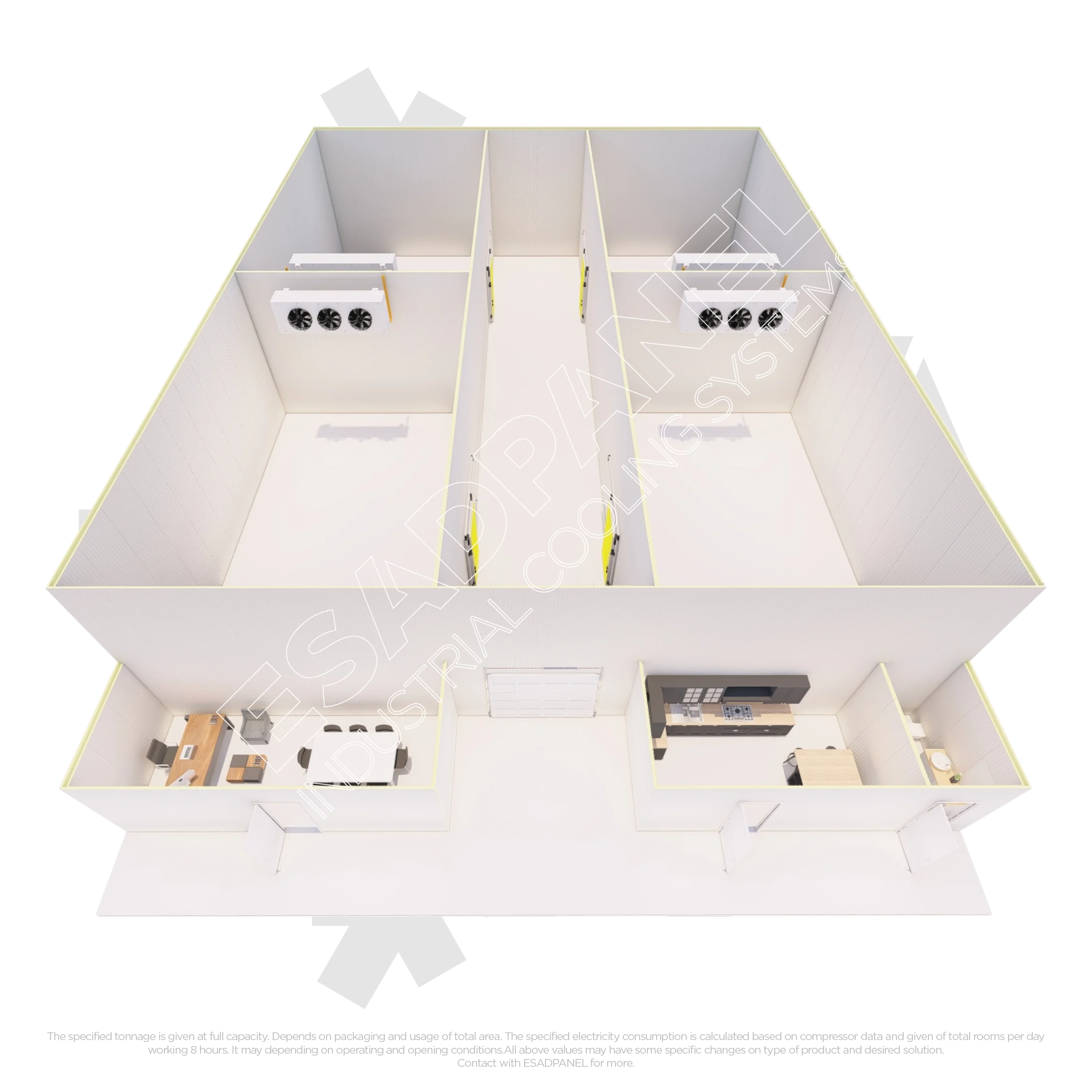 Fish Storage 9 apple cold room 2d drawings & 3d renders3