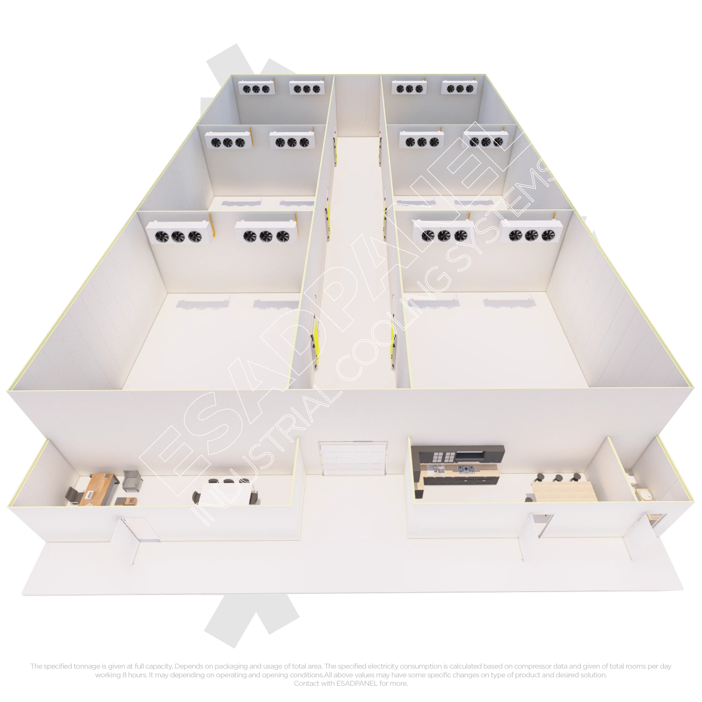 Fish Storage 14 apple cold room 2d drawings & 3d renders8